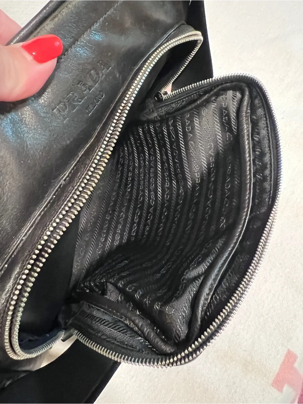 Prada⭐️Black Leather Messenger Bag with Silver Hardware!